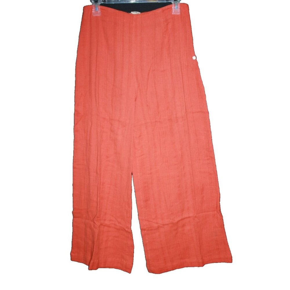 Roxy My Guy Pant Wide Leg Flare Side Zip Bright Orange Women's Size Small S NEW